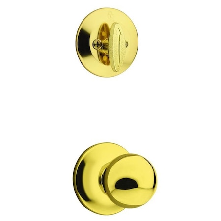 Kwikset Polo Knob Interior Single Cylinder Handleset Trim, Bright Polished Brass 604P-3